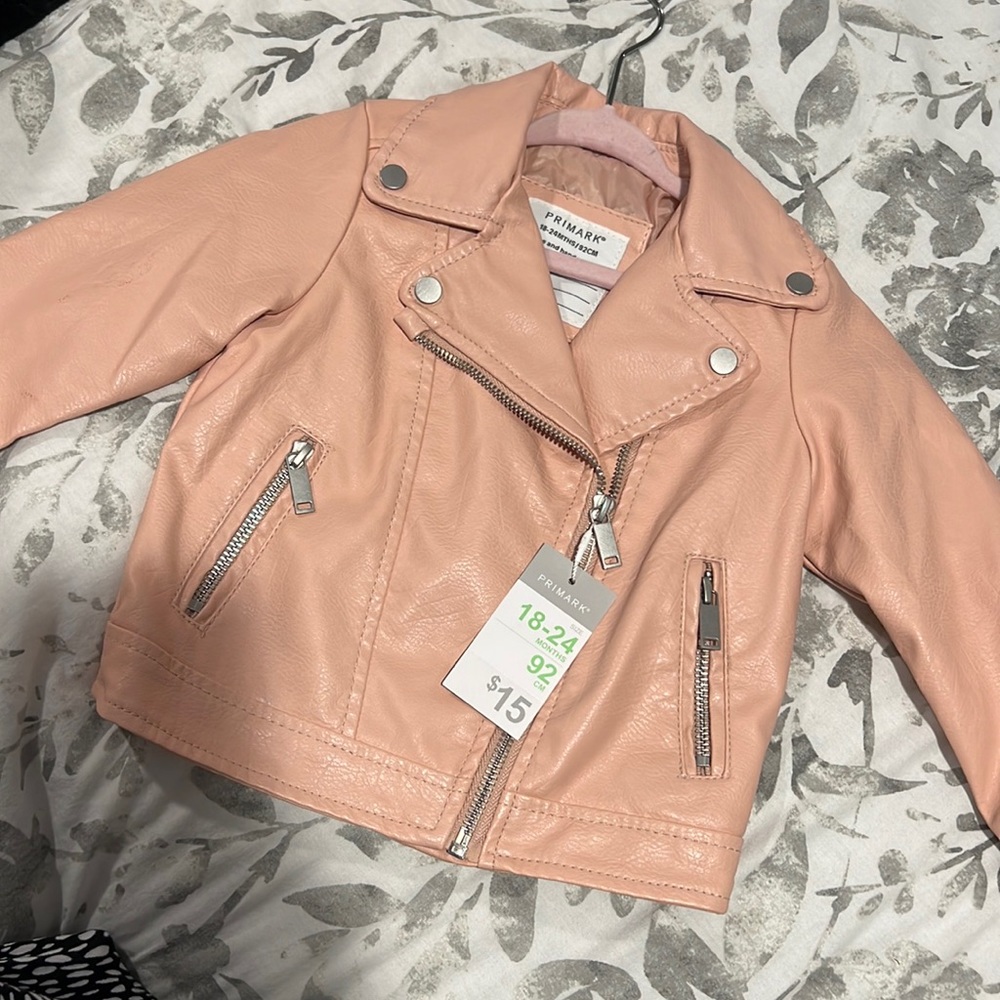 Toddler girl leather blush pink jacket